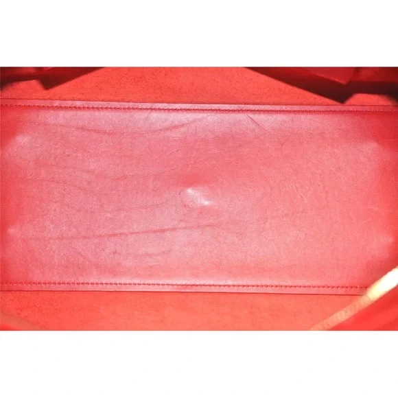 YVES SAINT LAURENT Cabas 2Way Shoulder Tote Bag Leather Red - Picture 10 of 11